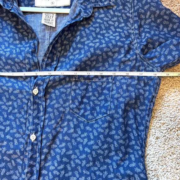 Frank & Eileen Murphy Blue White Pineapple Linen Shirt Dress Women’s Small - Picture 6 of 10